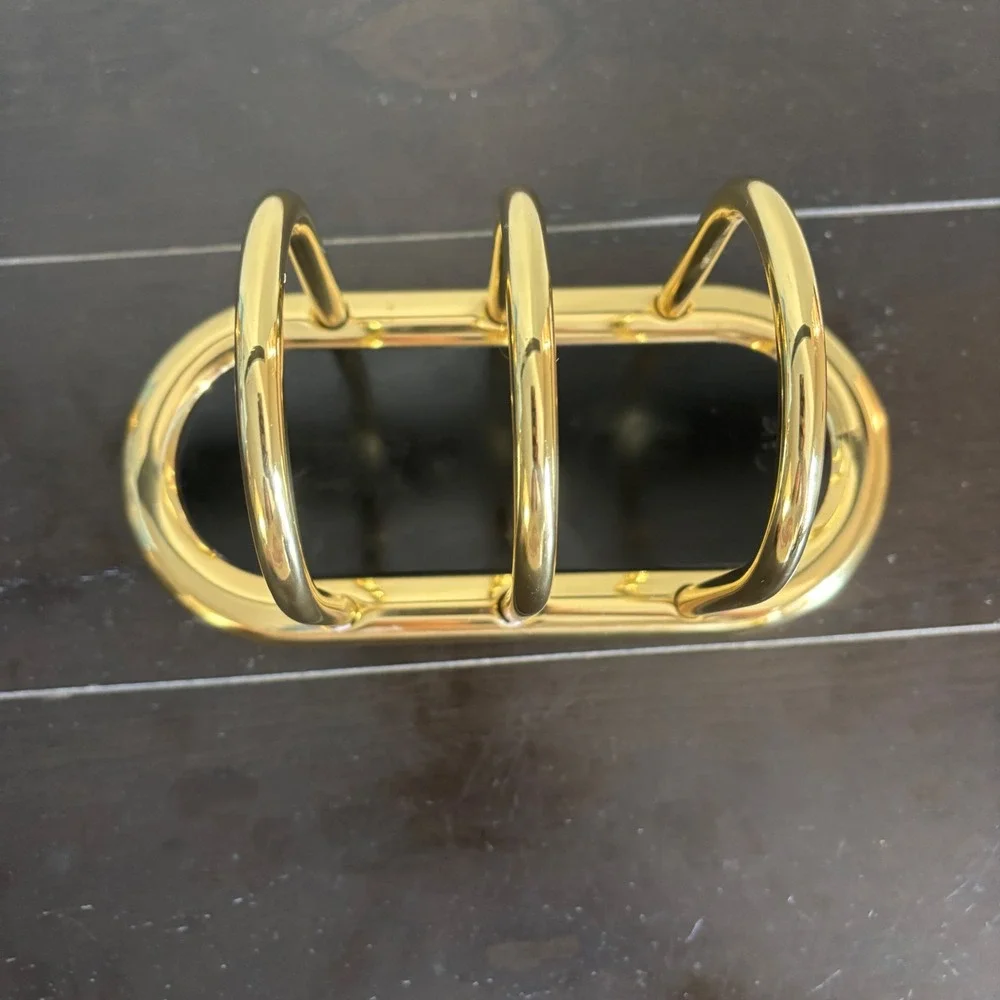Vintage Brass and Black Lacquer Letter Holder | Weighted Desk Mail Organizer
